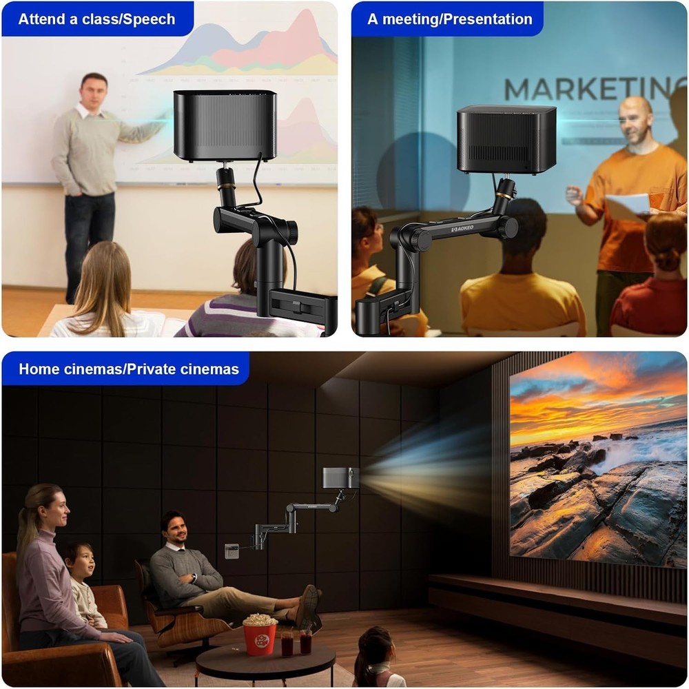 Durable Projector Wall Mount with Adjustable Angle - Ideal for Home Theaters
