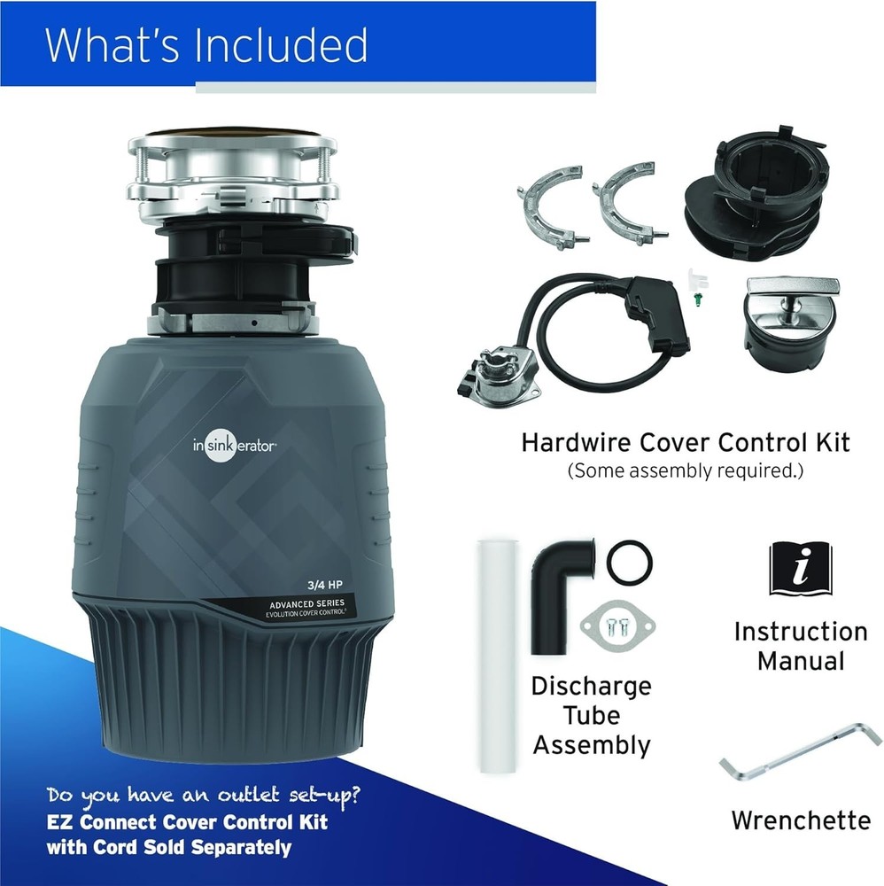InSinkErator Evolution 3/4 HP Garbage Disposal Advanced Series Cover Control