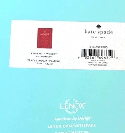 Kate Spade Red Vanity Jewelry Tray 6.75" Way w/Words DICTIONARY Theme Lenox New