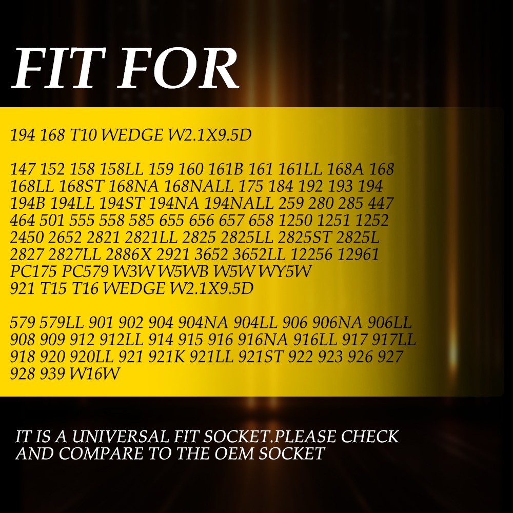 2X New 194 PGS T10 Universal Pigtail Wire Female Socket Front Side Marker Light