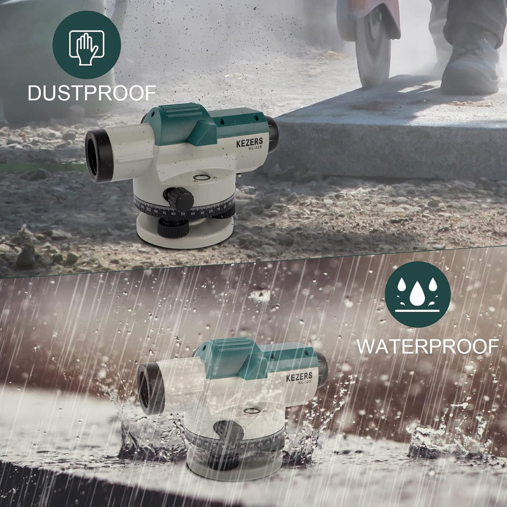 32X Automatic Optical Level Kit with Self- Leveling Magnetic Dampened Compensato