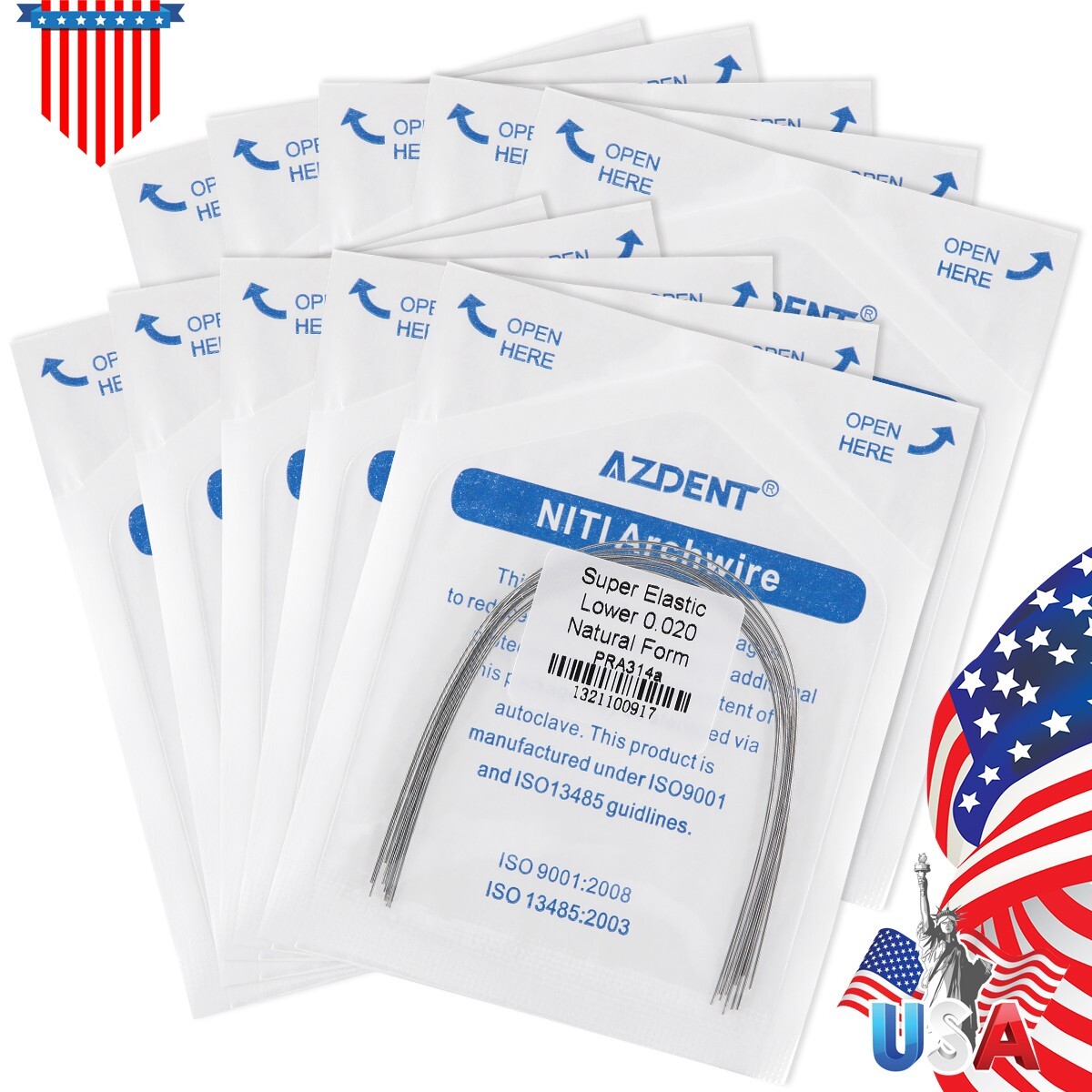 AZDENT Dental Orthodontic Arch Wire Super Elastic NiTi Ovoid Round Rectangular