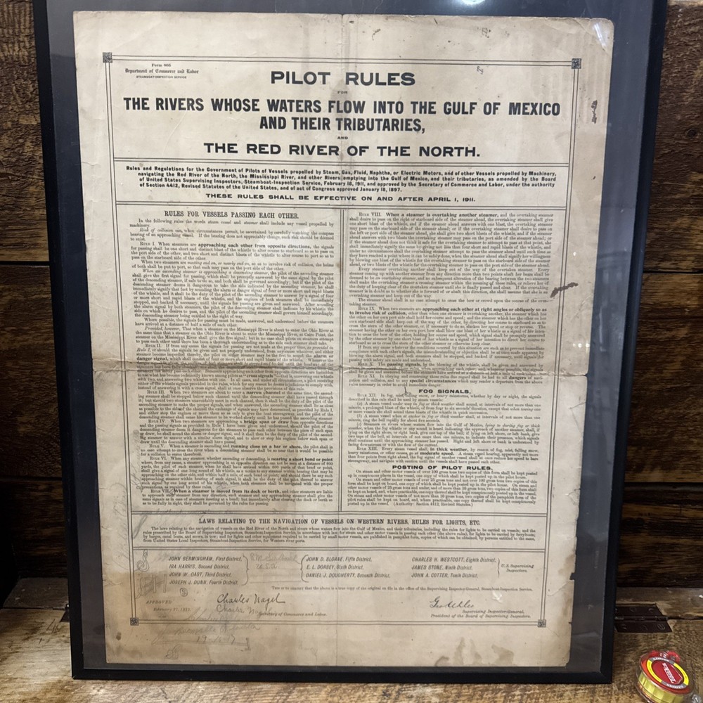 Maritime Pilot Rules 1911 Original Signed Document Mississippi River 805