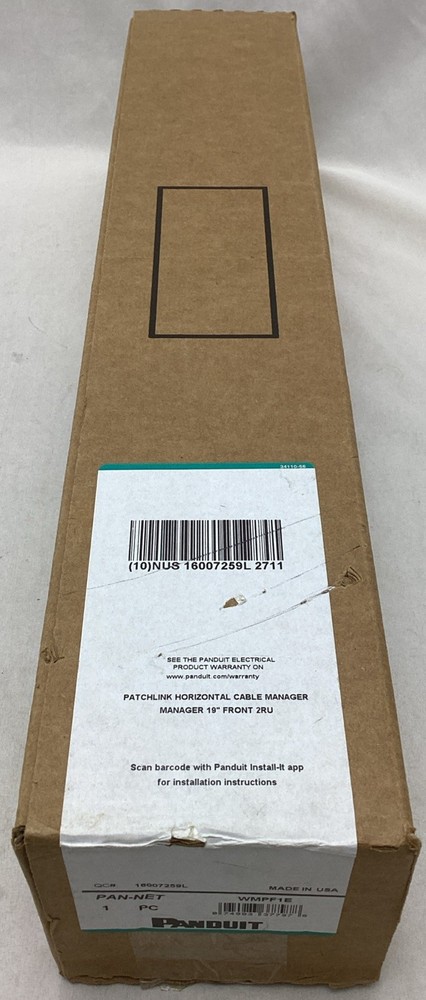 Panduit WMPF1E Patchlink Horizontal Cable Manager 19'' Front 2 RU Black
