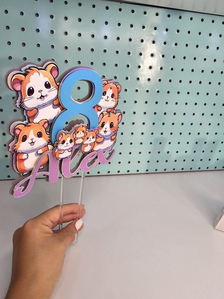 Personalized Cake Topper Hamster Theme