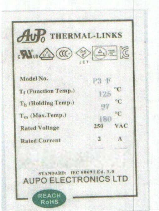 4 Pcs Aupo Thermal Fuse 84C 102C 115C 125C 130C 135C 150c 2A 3A 250V FREE SHIP