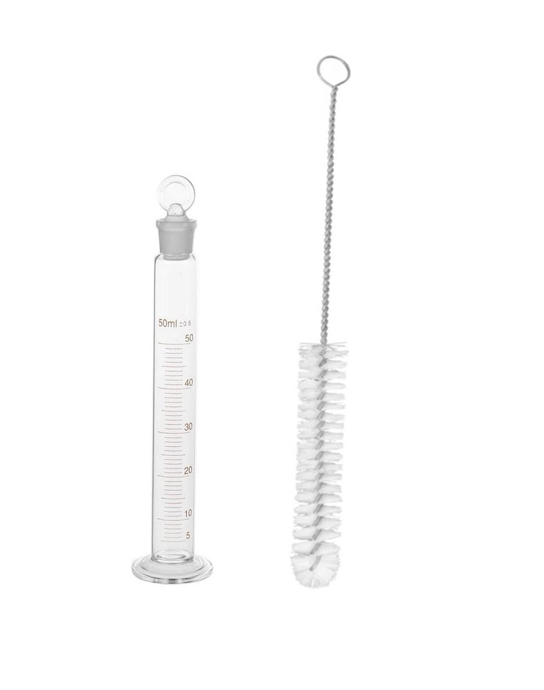 ABGIL Measuring Cylinder Round Base with Stopper & Compatible Cleaning Brush