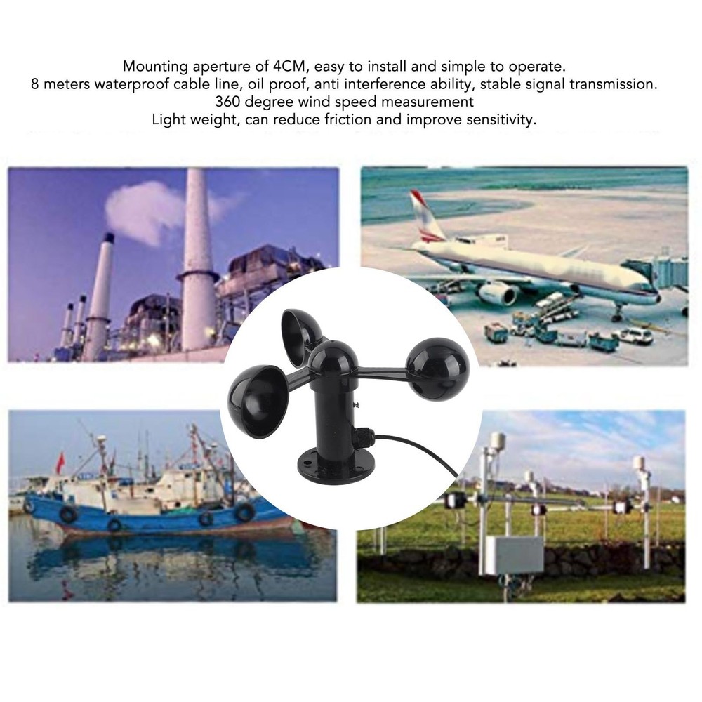 Anemometer Sensor Wind Speeds Cup With 8M Water Resistant Cable 4cm Mount