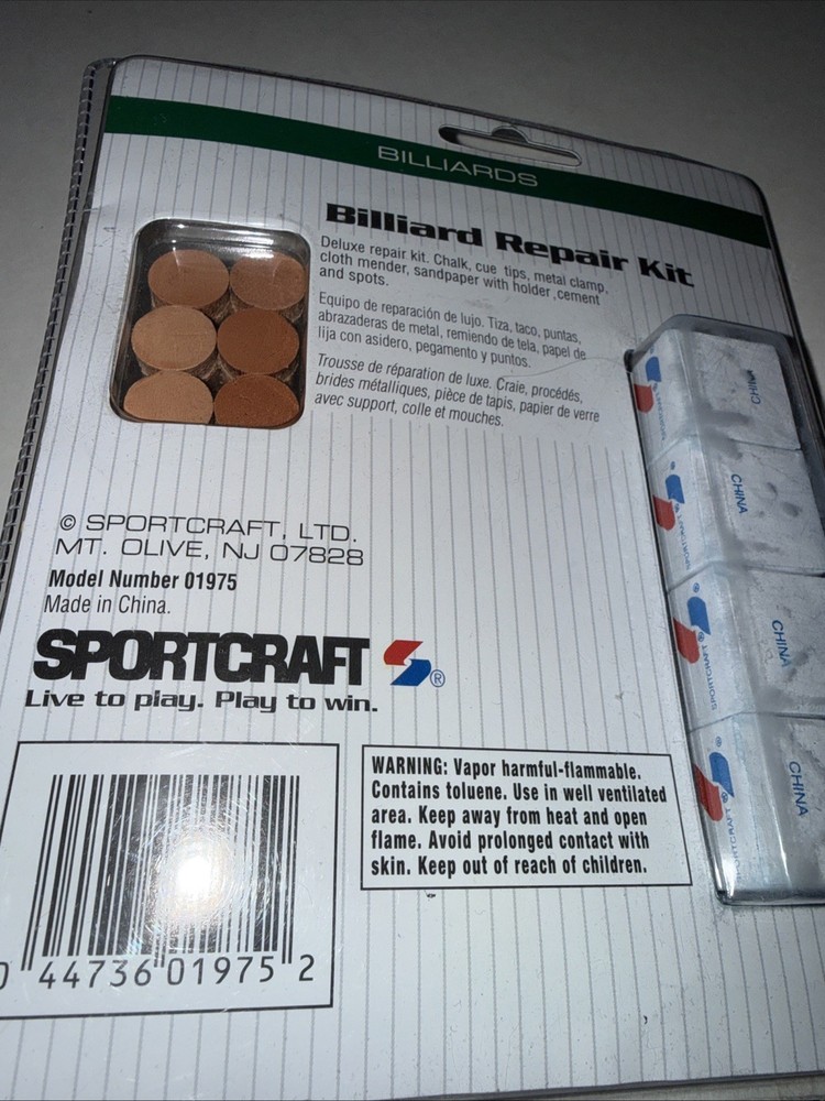 Billiard Repair Kit 01975 chalk cue + 5 Threaded Tips And Ferrules.
