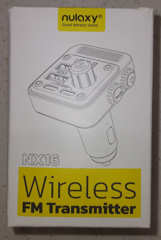 Nulaxy NX16 Wireless FM Transmitter Bluetooth Car Charger PD36W QC3.0 USB-C