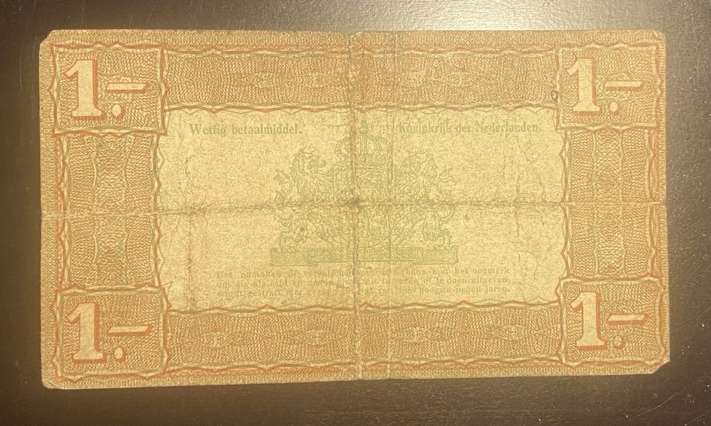 1938 Netherlands 1 Silverbon Note