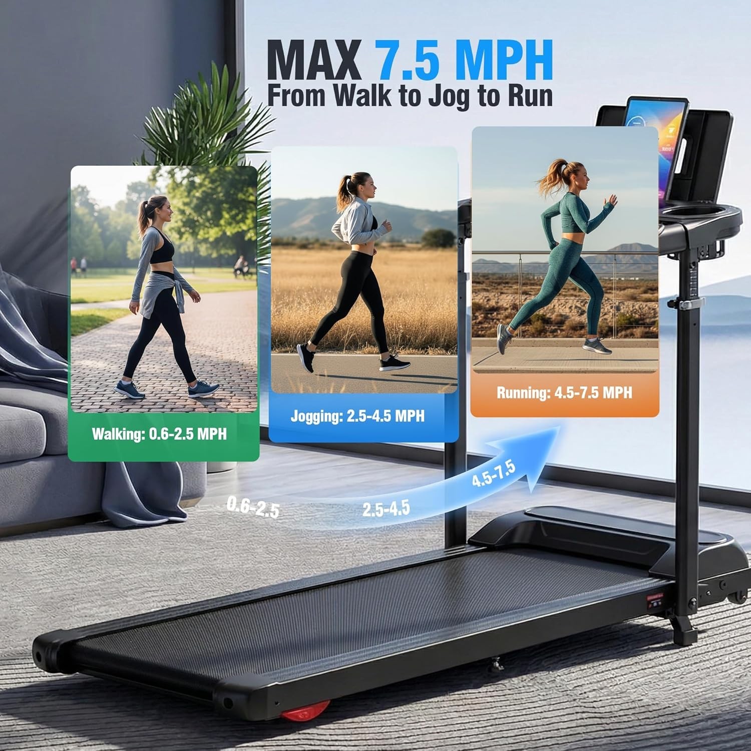 3.5HP Powerful Treadmill w/15% Incline Foading Treadmills for Home&Gym Fitness📳