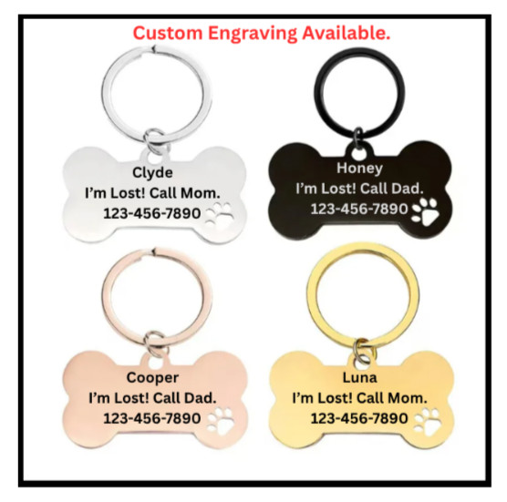 Stainless Steel Personalized Dog Pet tags Double Side Engraved ID Dog Cat Tag