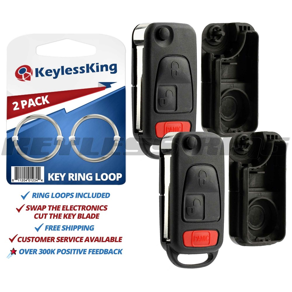 2 New Replacement Keyless Entry Remote Flip Key Fob Control Case Pad Shell
