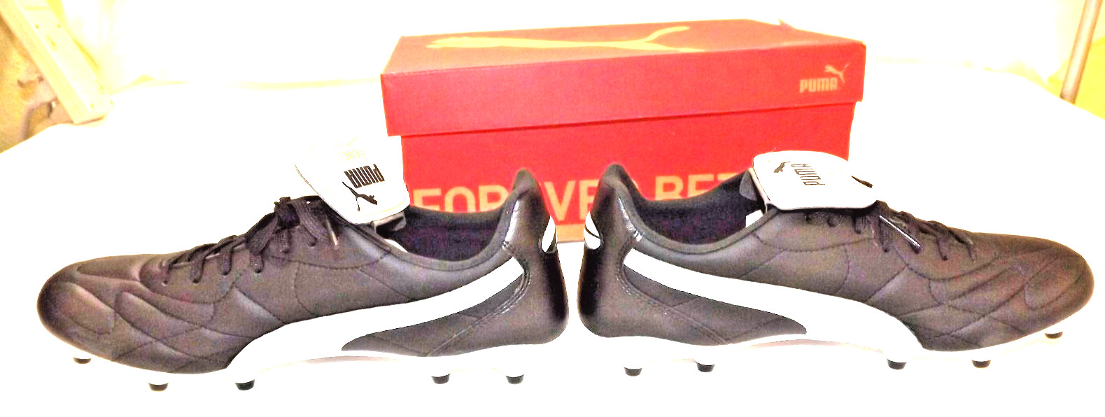 Puma King Top Black White Gold Men Soccer Cleats Shoes 107348-01 Sz 9.5