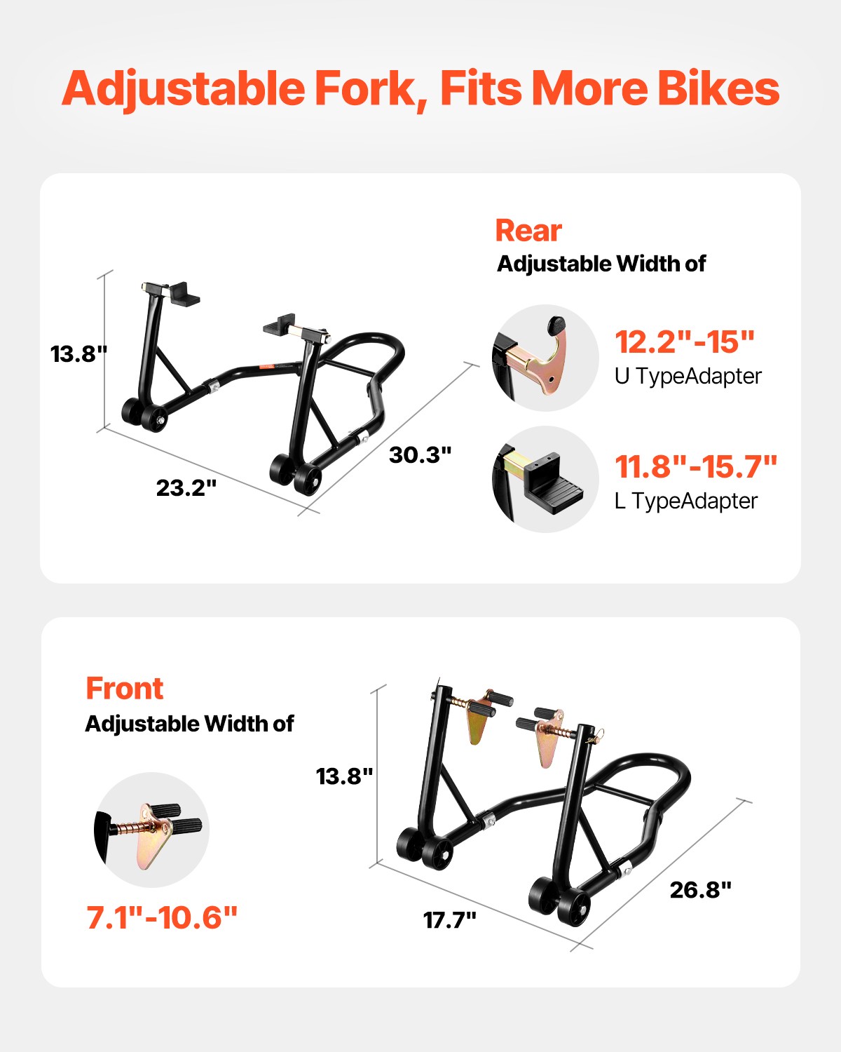 VEVOR Motorcycle Front & Rear Stand Lift 1100 lbs Spoolift Paddock Swingarm Arm