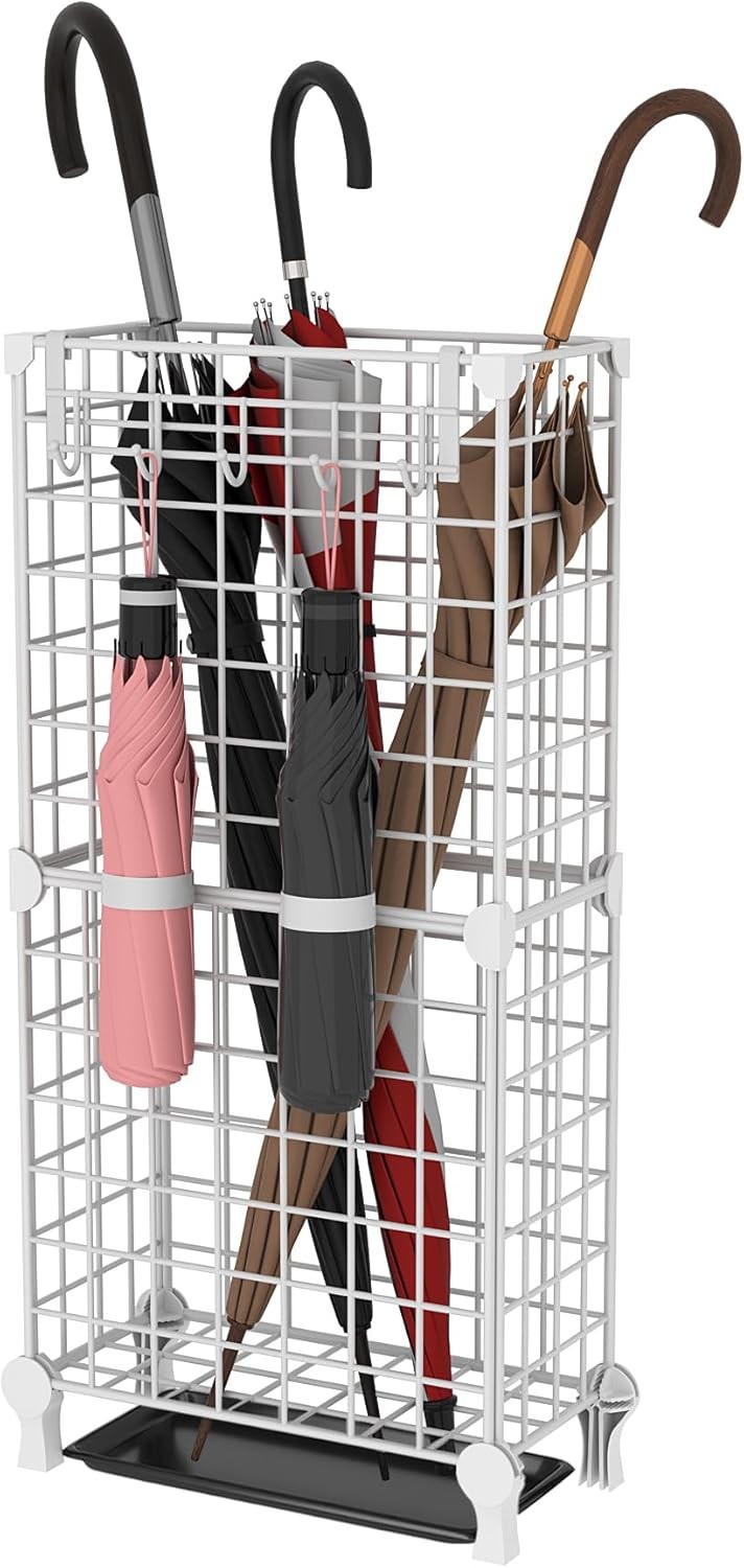 AWTATOS Umbrella Holder Entryway, Umbrella Stand Freestanding, Metal Square Umbr