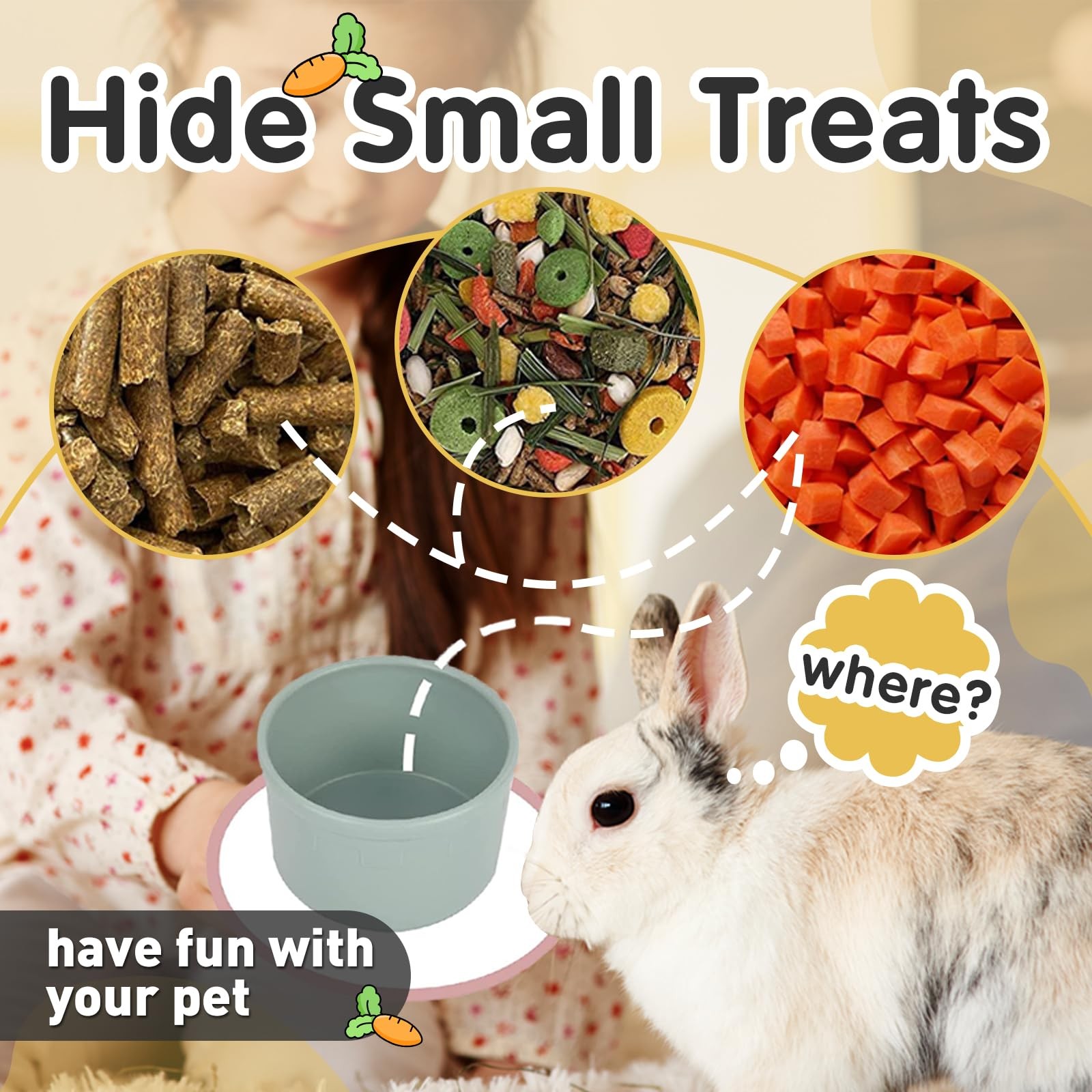 8 Pcs Stacking Cups for Rabbits Colorful Bunny Toys for Rabbits and Small