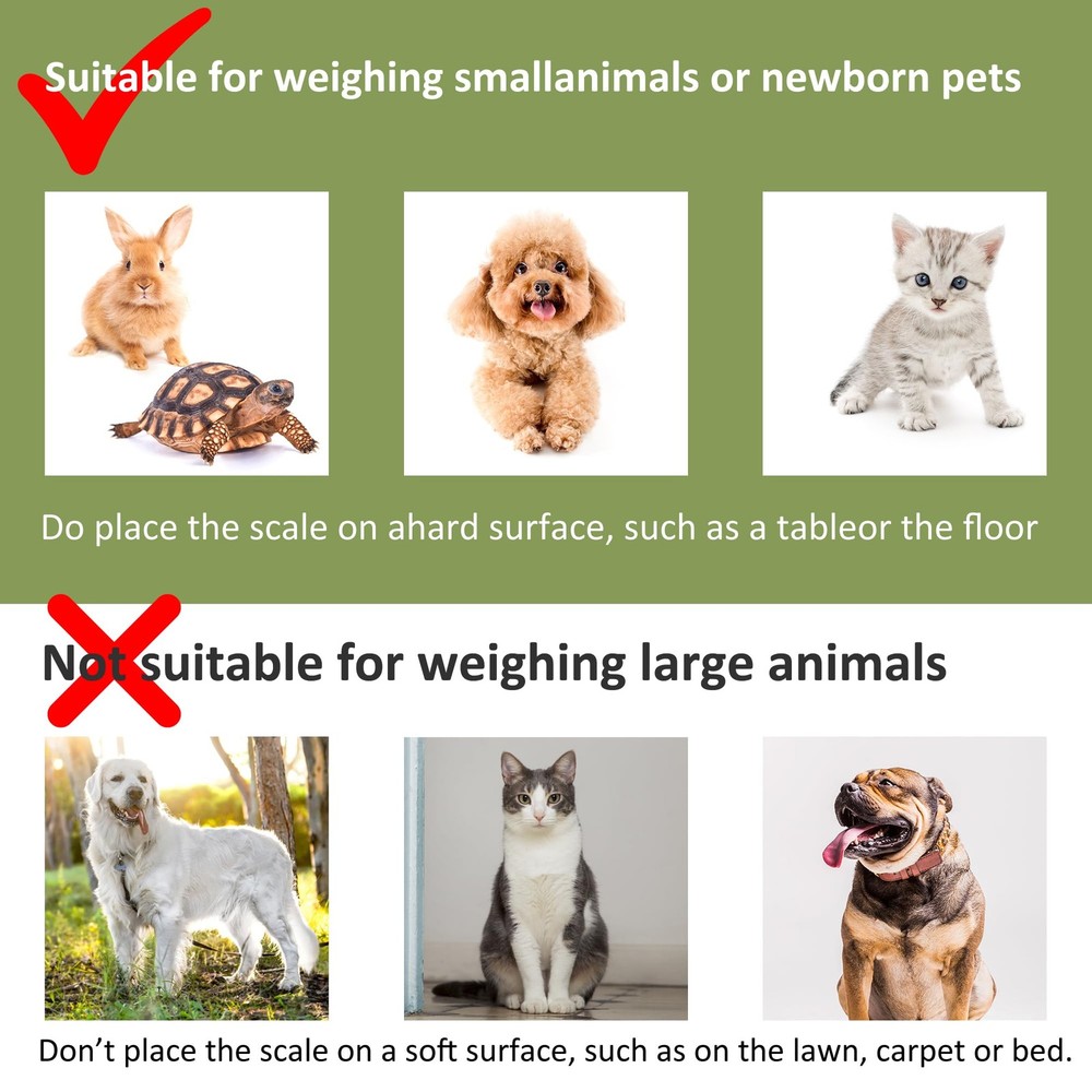 Portable Pet Scale with Hold & Tare Function, Precision Digital Scale for New...