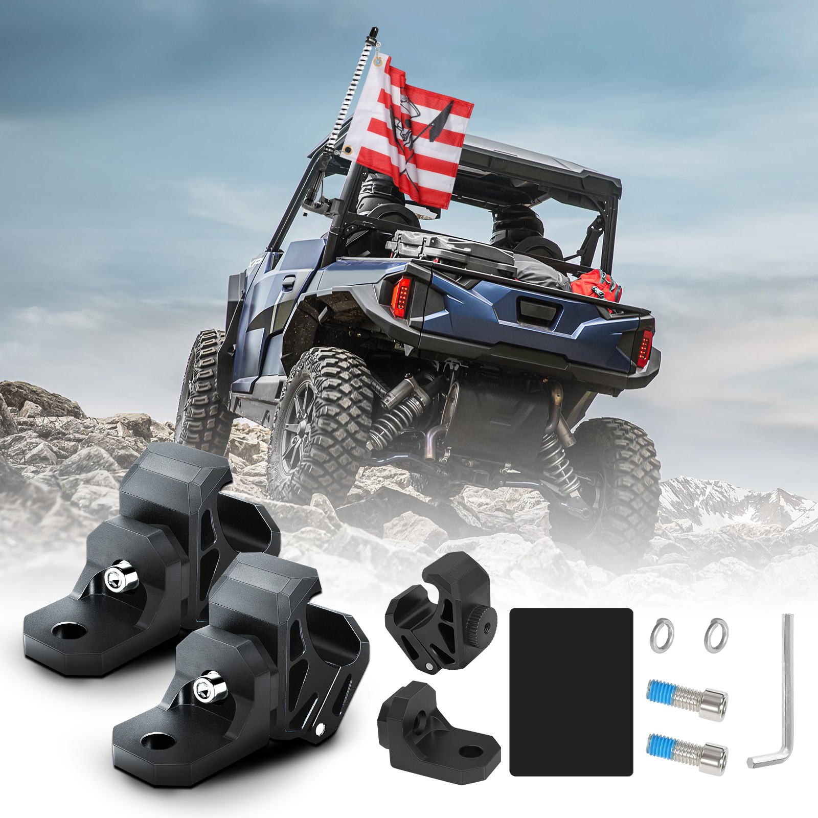 2 UTV LED Whip Light Mount Clamp Pro-fit Cage For Polaris Ranger General CF-MOTO