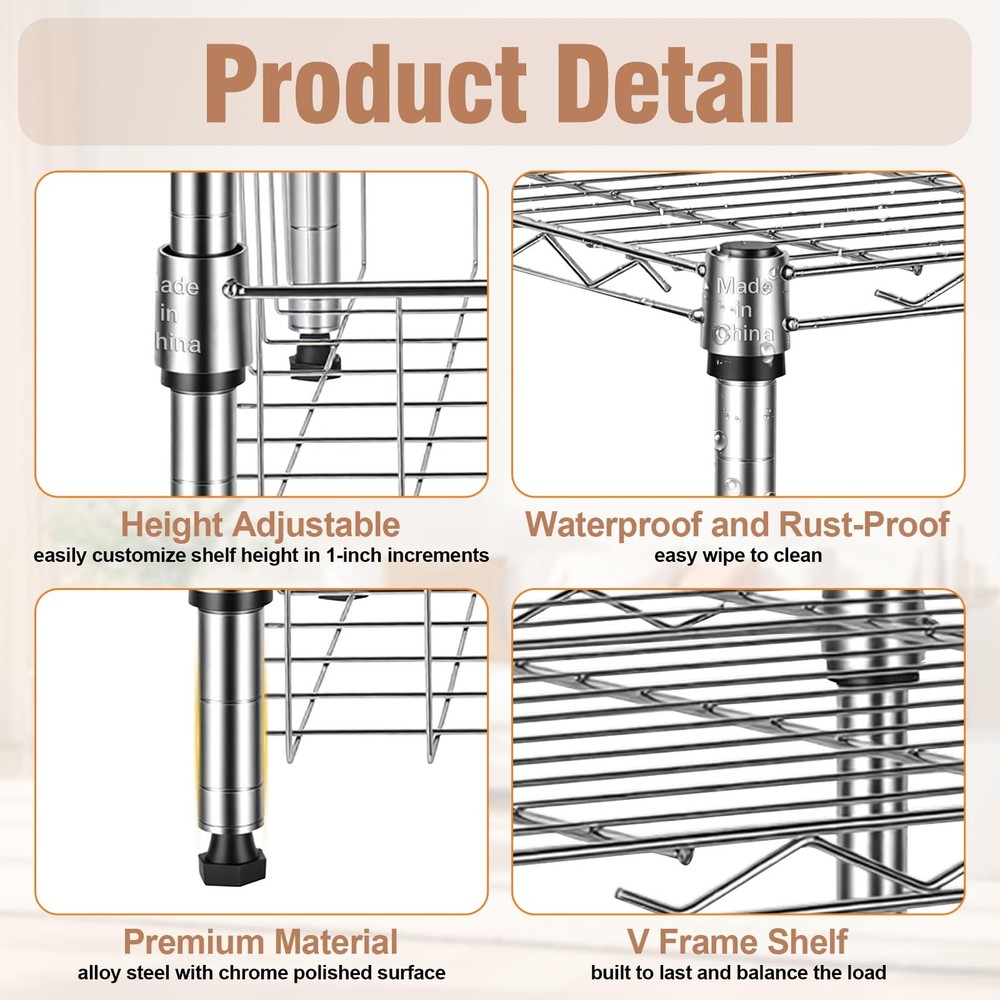 Stackable Metal Shelving Unit - Versatile Wire Rack for Garage, Pantry & Office