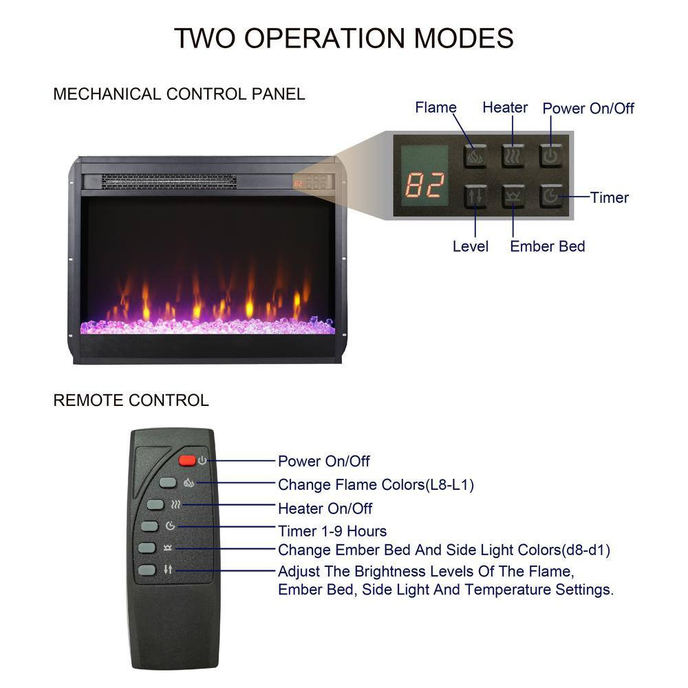 23 In. Vent Free Electric Fireplace Insert