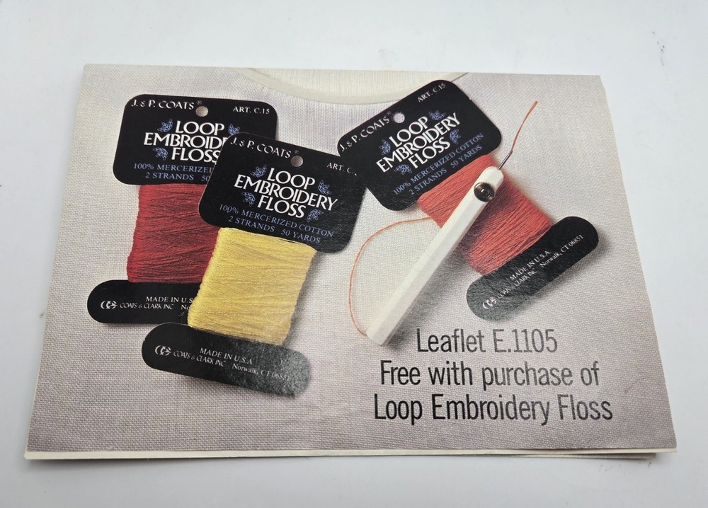 Loop Embroidery Pattern Coats And Clark 1987 Cat And Bird Pattern Unused