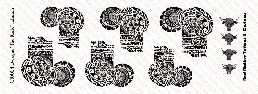 1/10 Scale Tattoos: Dwayne "The Rock" Johnson Inspired Pack - Waterslide Decals