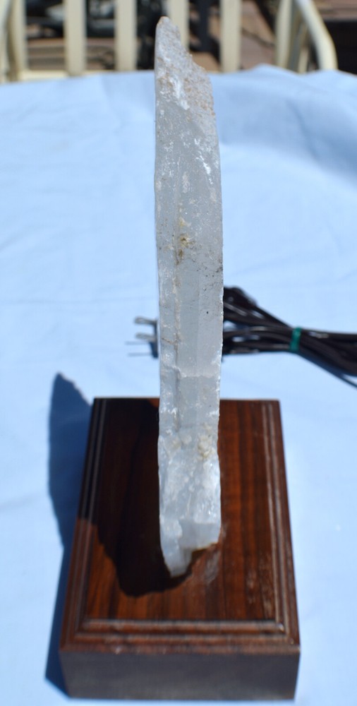 #11,577 Large Clear Selenite in Lighted Stand
