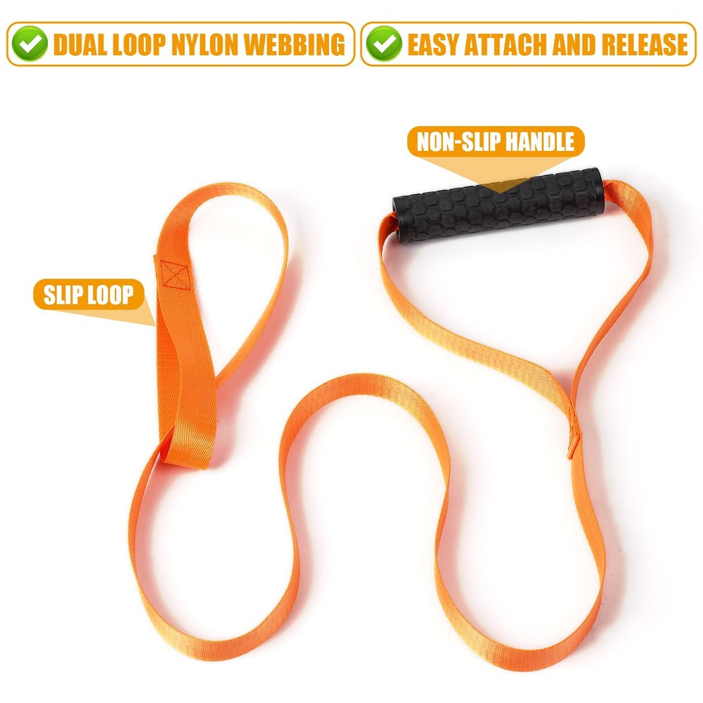 KINBOM 2pcs Deer Drag Harness, Orange Puller Sled Rope with Self-Lock...