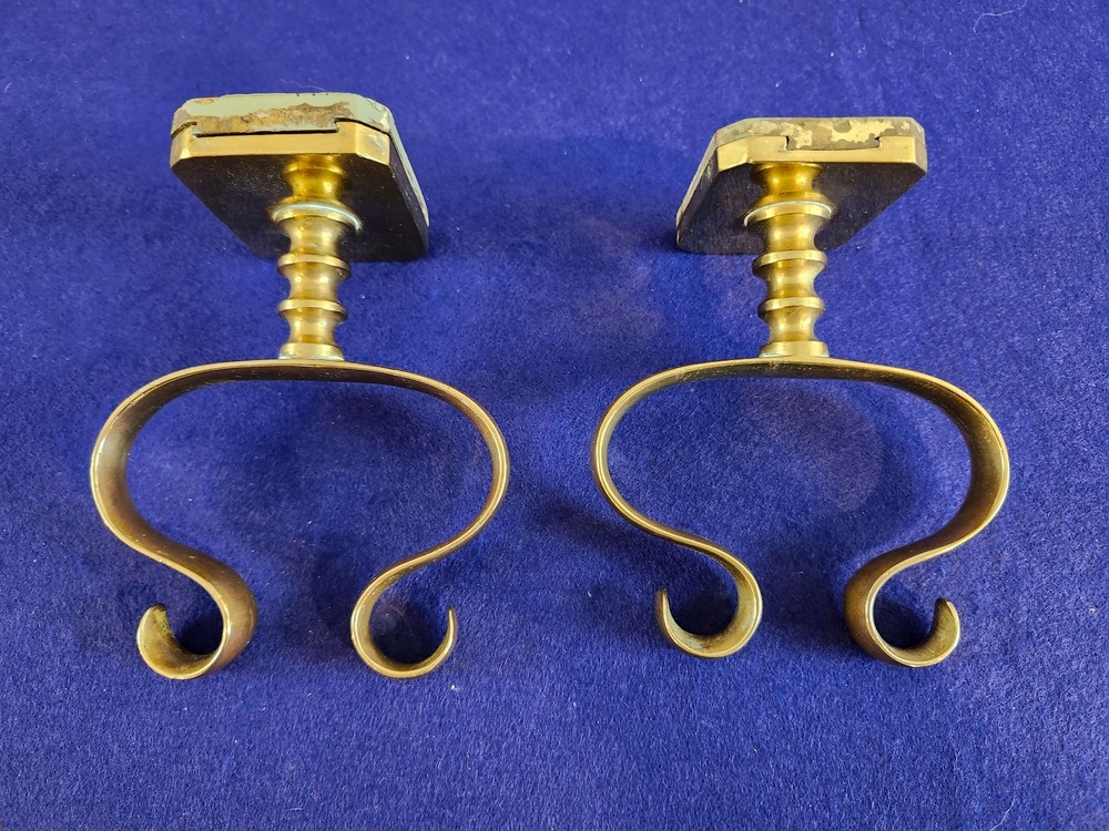 antique solid brass fireplace jacks to hold your fireplace tools