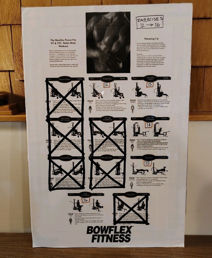 Bowflex Power Pro Workout Poster Laminated Single Sided Mounted READ
