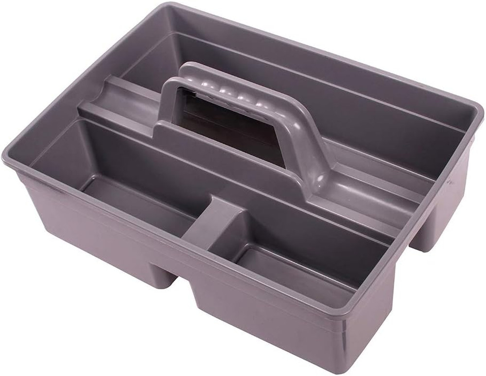Plastic Storage Tray Tote- Versatile Multiuse Caddy with Attached Portable Handl