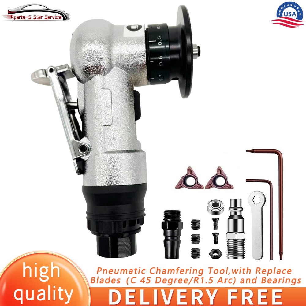Pneumatic Chamfering Tool with Replaceable Blades 45°/R1.5 Arc and Bearings