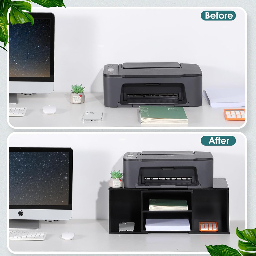 Large Printer Stand, Adjustable Printer Table with Storage, 2-Tier Printer Riser