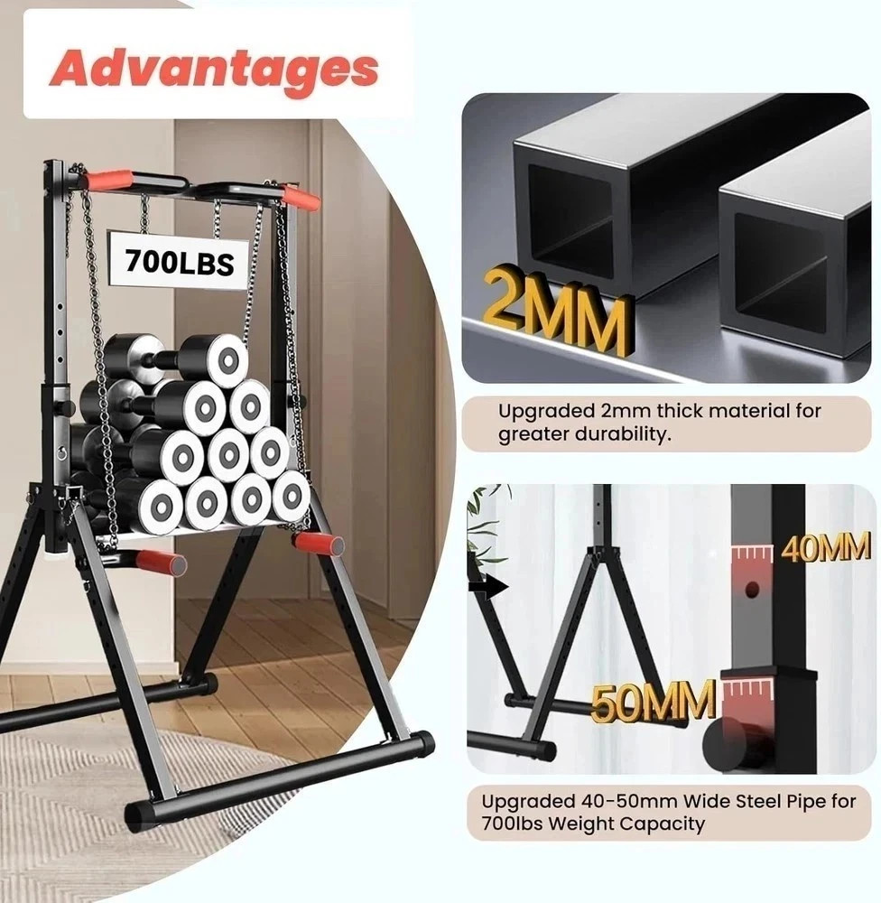 Foldable Power Tower, Adjustable Multifunction Pull up Bar Tower Station, Pullup