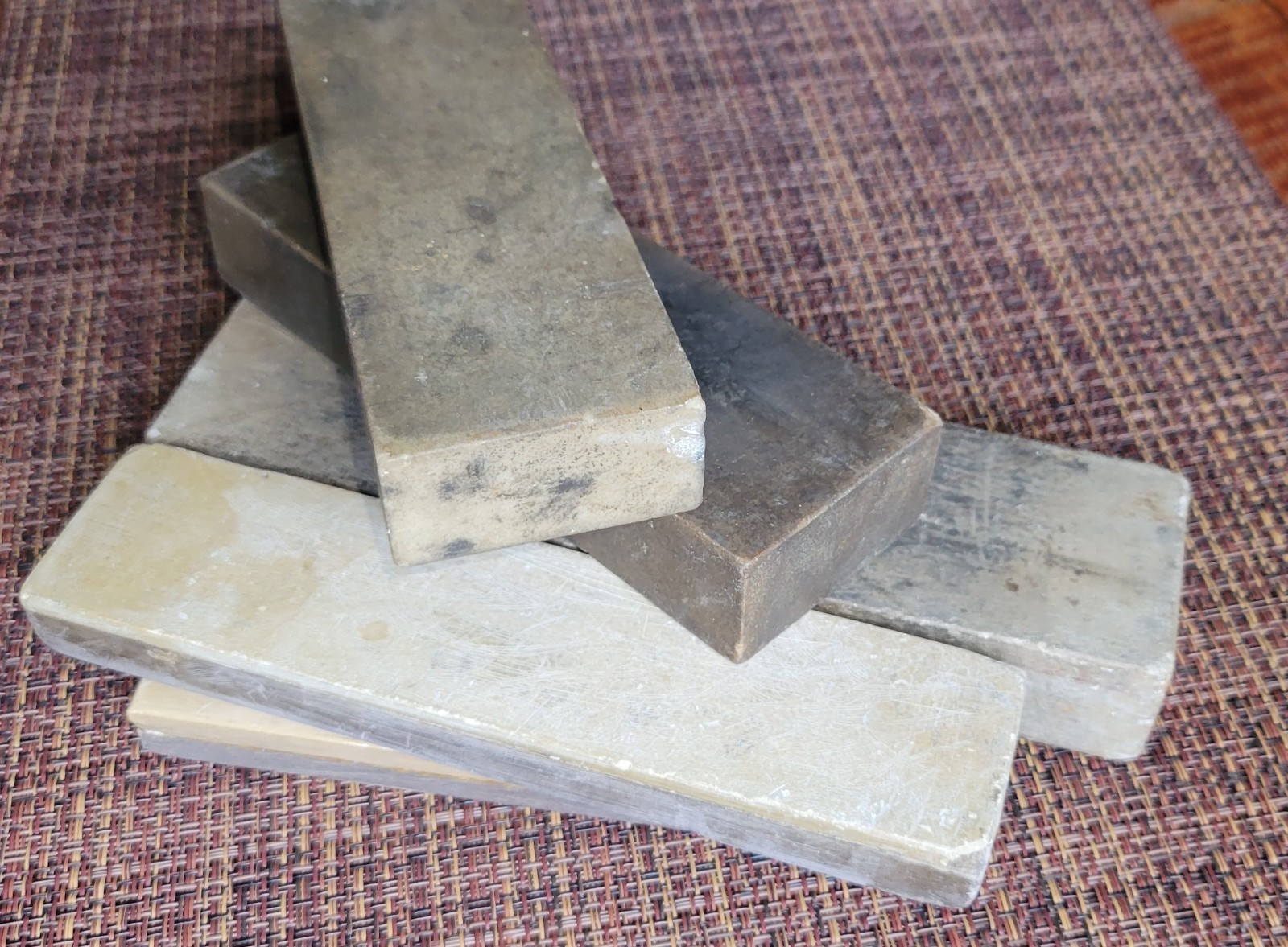 Lot of 5 Early Antique Sharpening Stones (2 Coticule) Hones