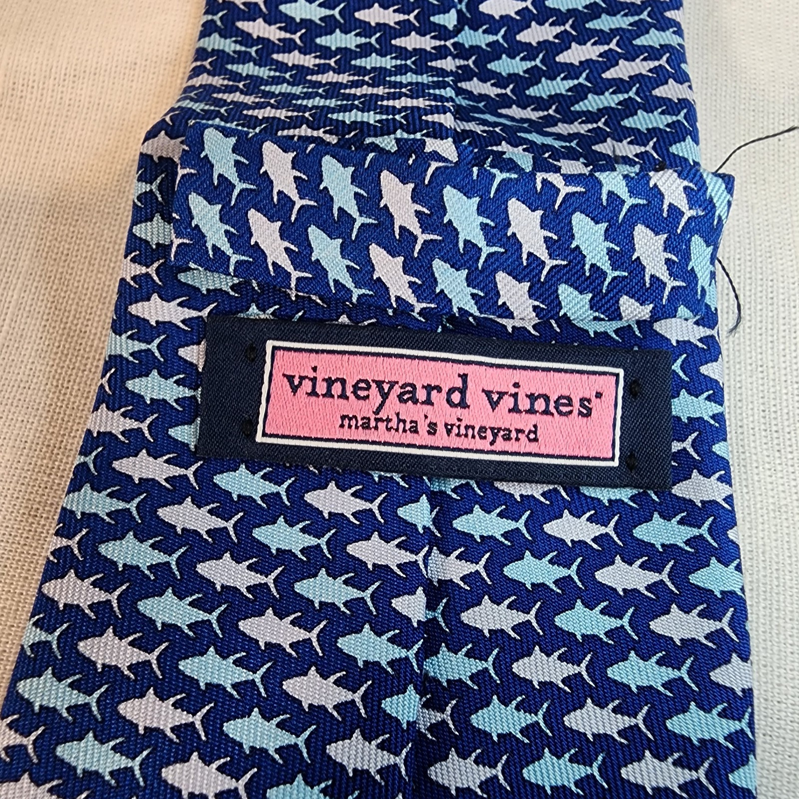 Vineyard Vines, Shep & Ian, Boy's Silk Necktie, Blue, Fish Print, USA, Nice!