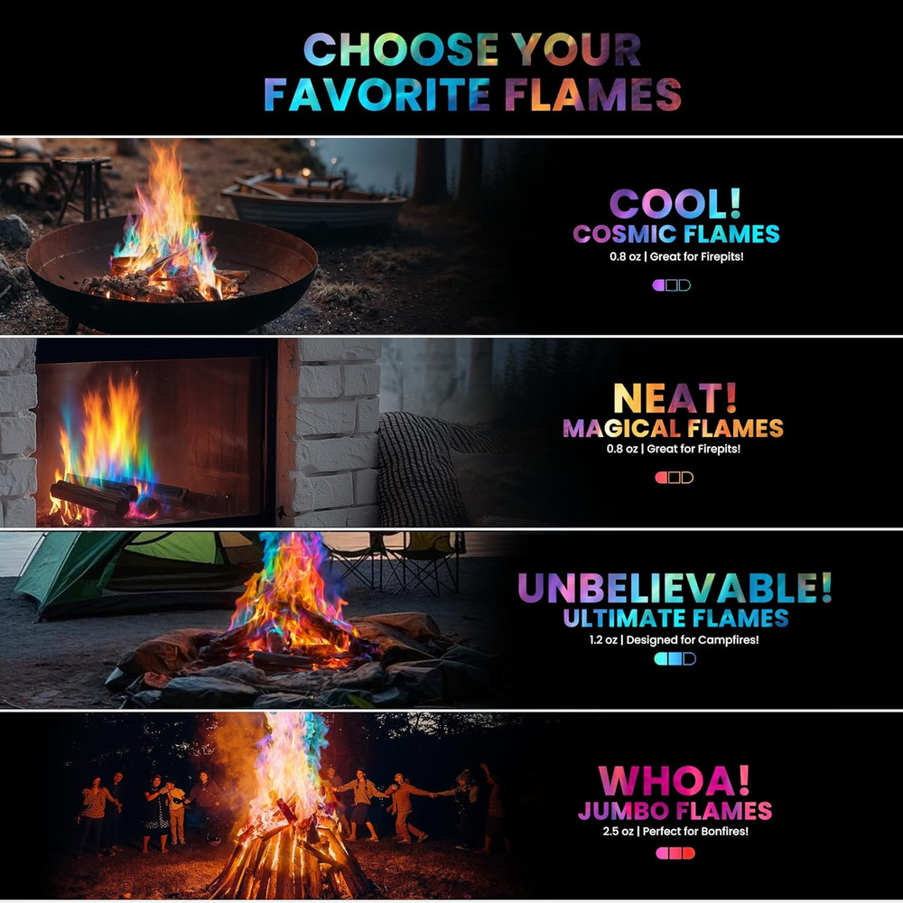 Magical Flames Fire Color Changing Packets Fire Pit (12 Pack), Fire Color Packet
