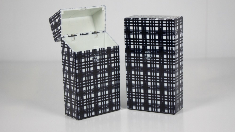 12 Assorted Black & White Push Open Cigarette Case Pack Holders for King Size