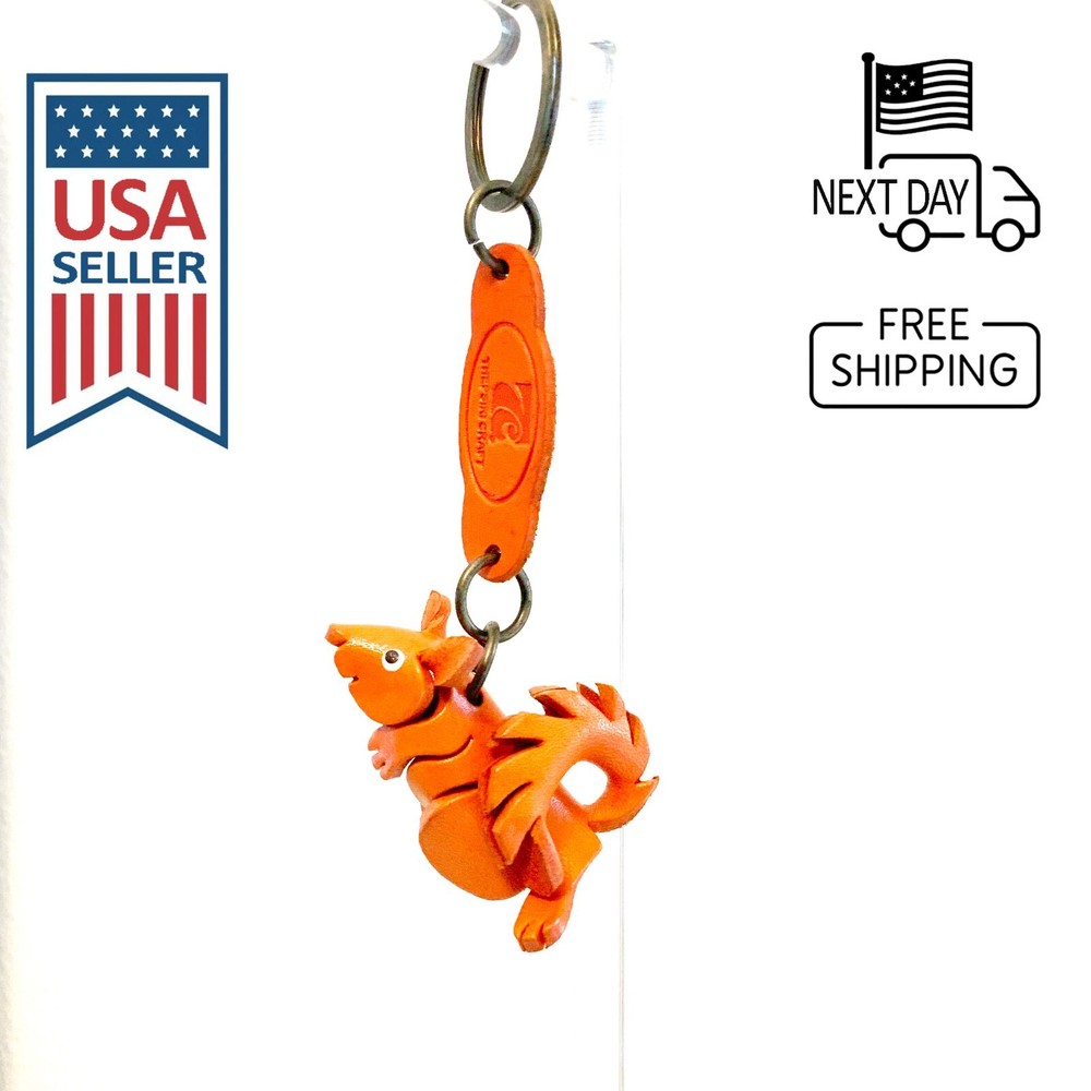 Squirrel Handmade Leather Keyring