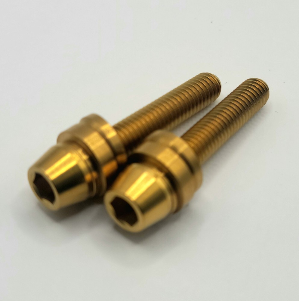 Trail Arc Titanium MTB Brake Caliper Mounting Bolt + flat, cone, cup washer (2x)