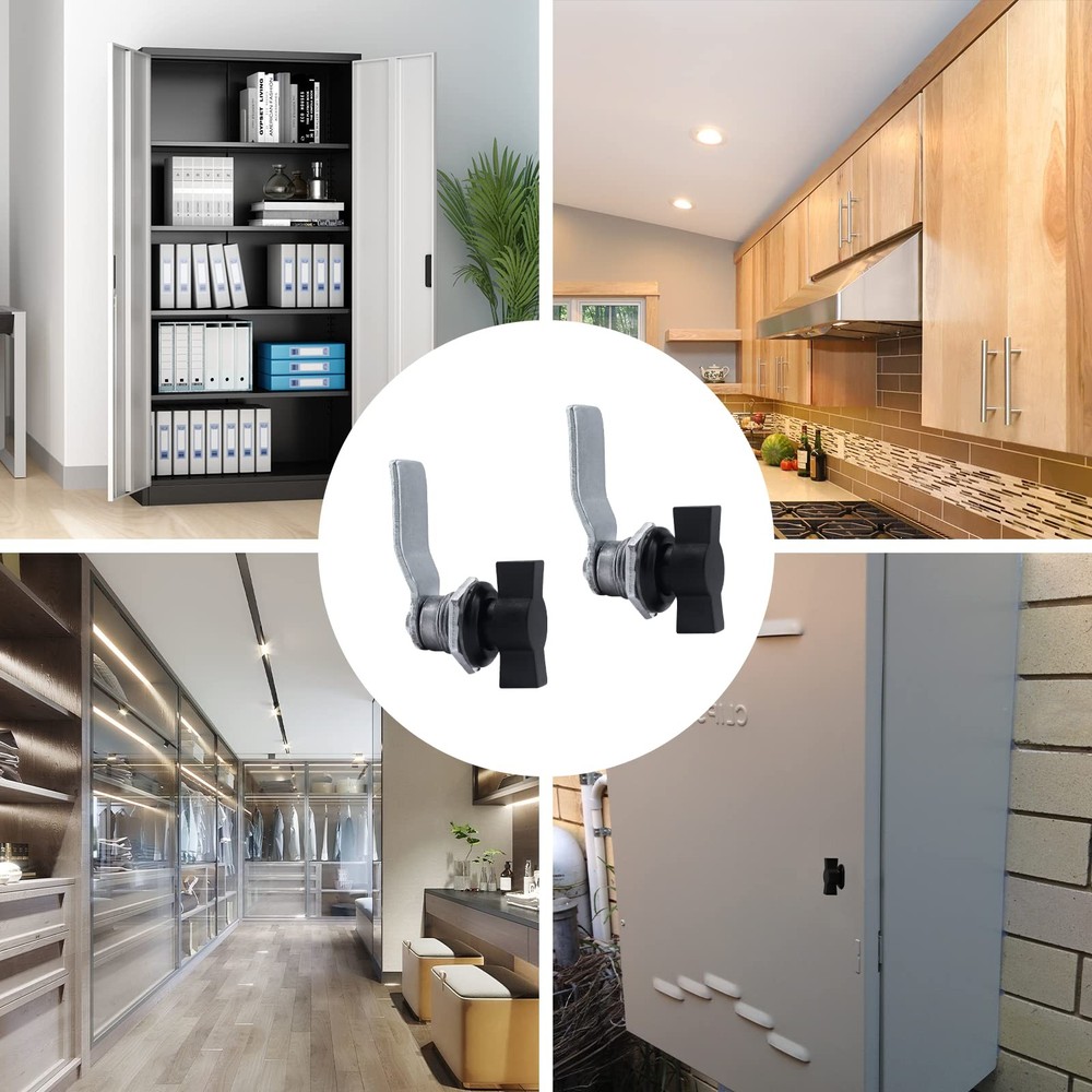 Offset Cam Locks with Thumb Operated Black Handle - 2 Pack Non-Locking