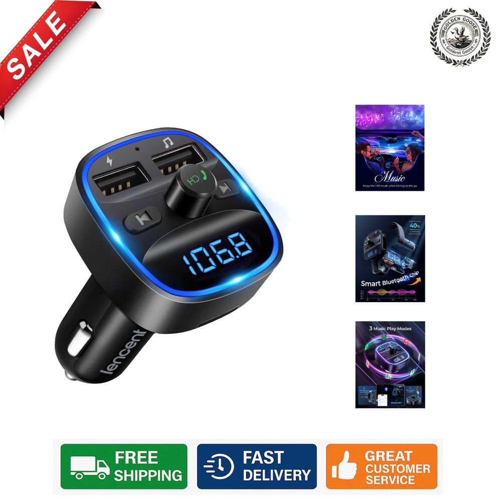 Multi-Compatibility Bluetooth FM Transmitter with Noise Cancellation & Charging