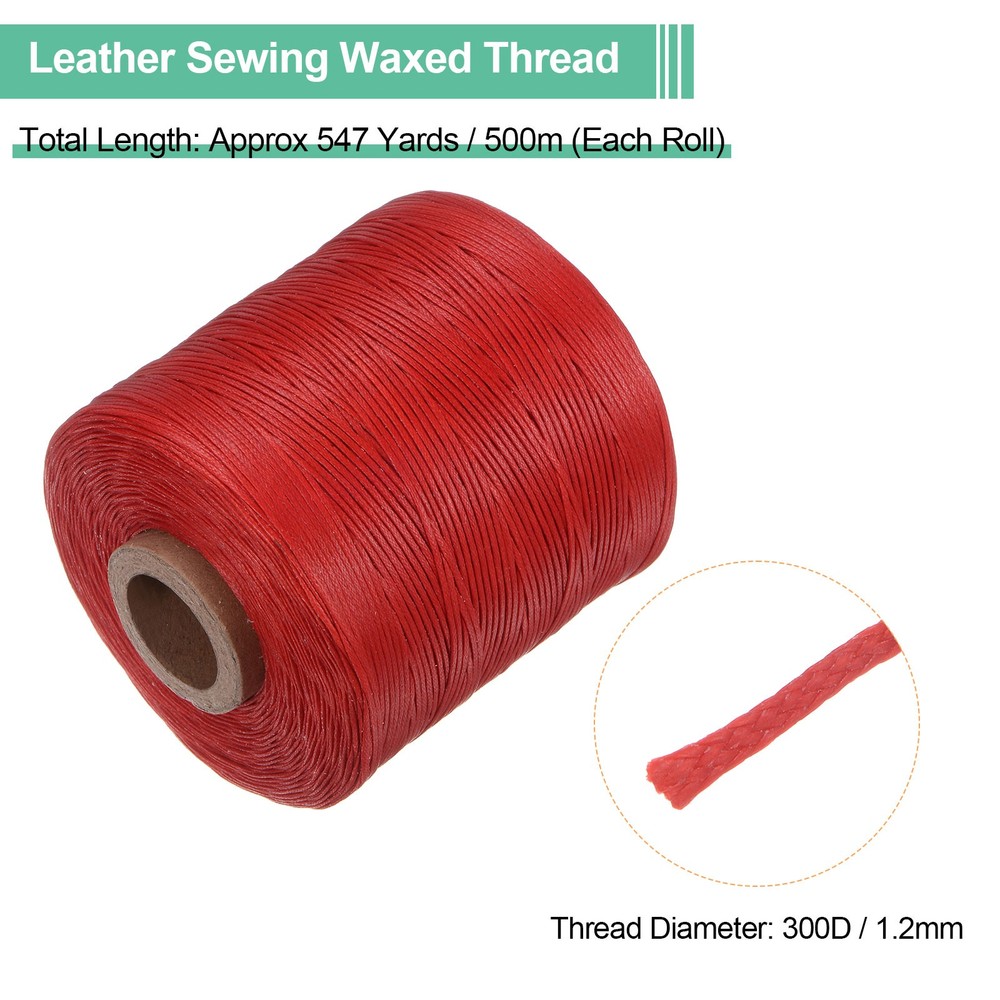 300D Waxed Thread 547 Yards Polyester Leather Sewing Waxed String Red