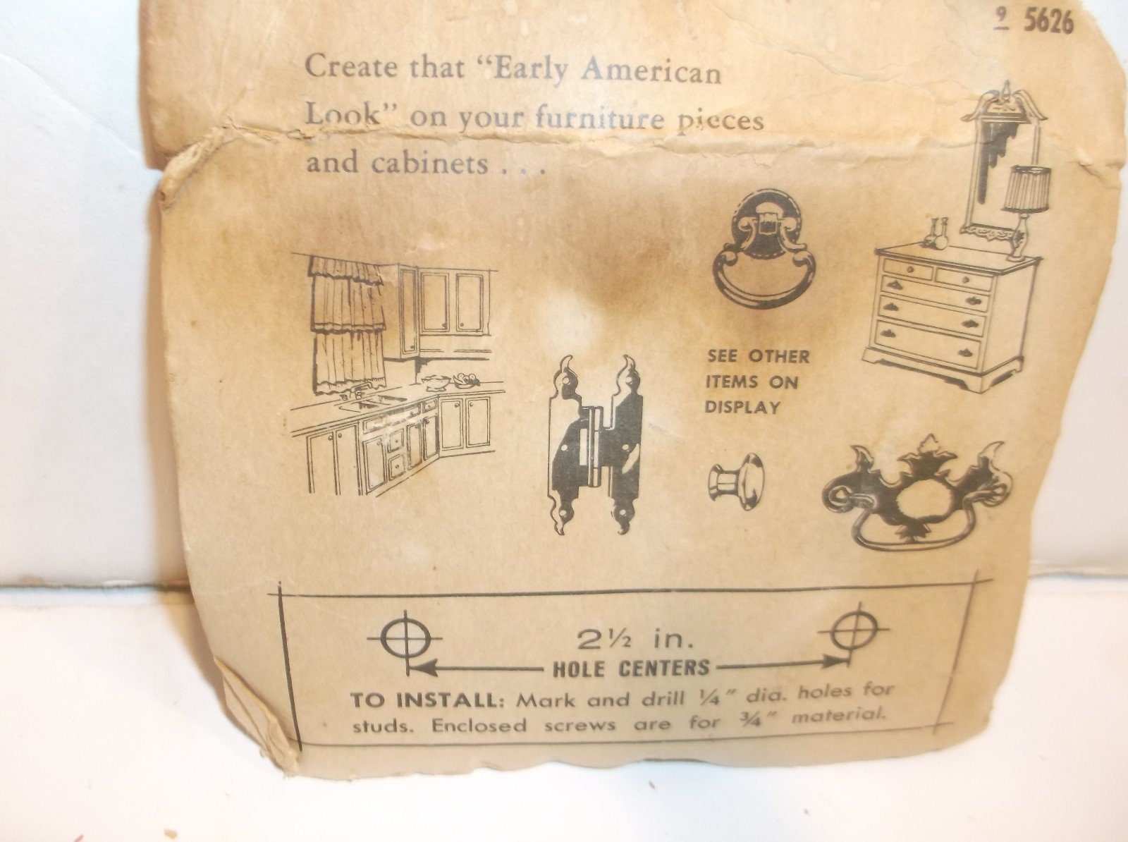 4 Vintage Sears Roebuck New/Old Stock Chippendale Batwing Drop Bail Pulls