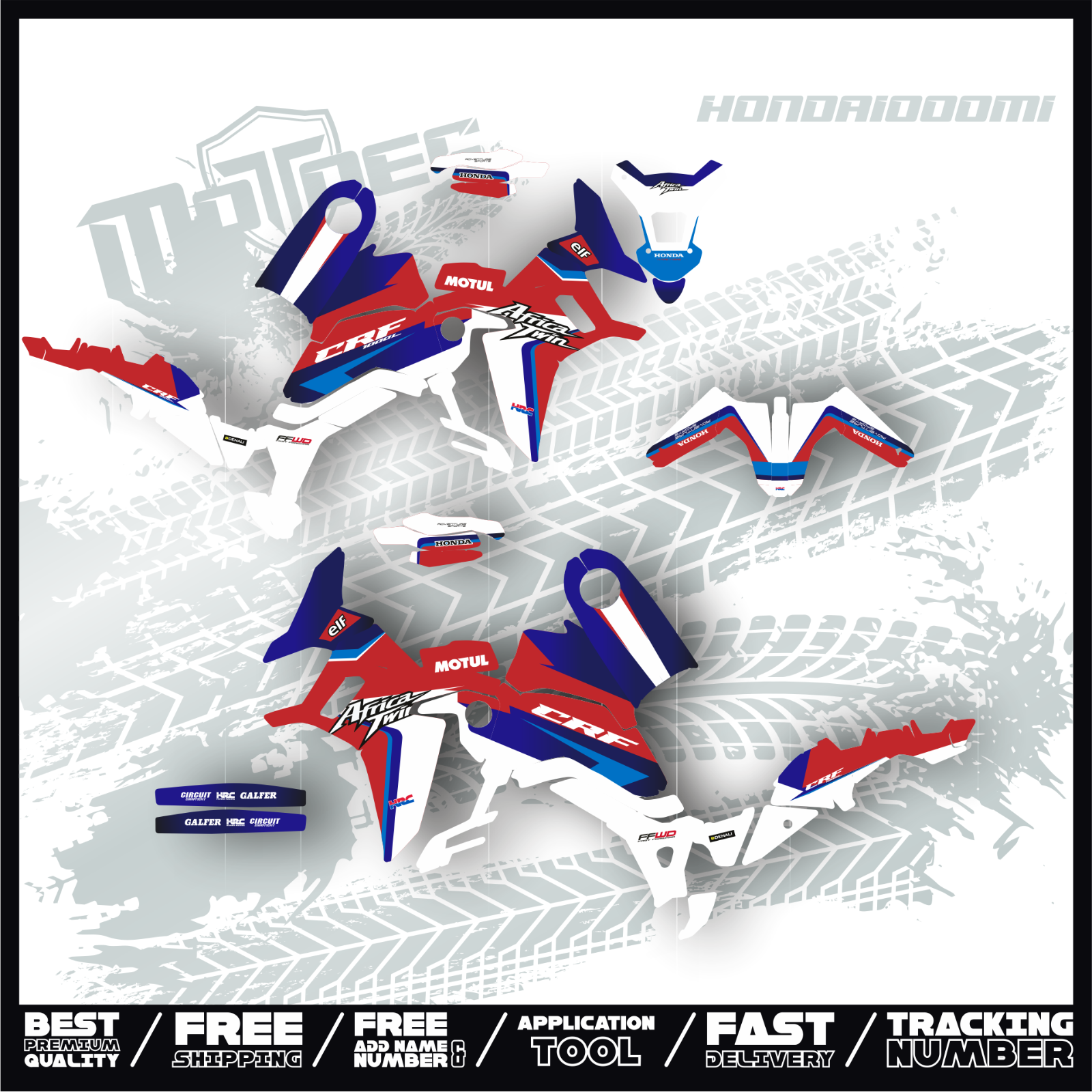 FIT : Honda Africa Twin Crf1000L Crf1000 Graphic-Decal-Sticker kit