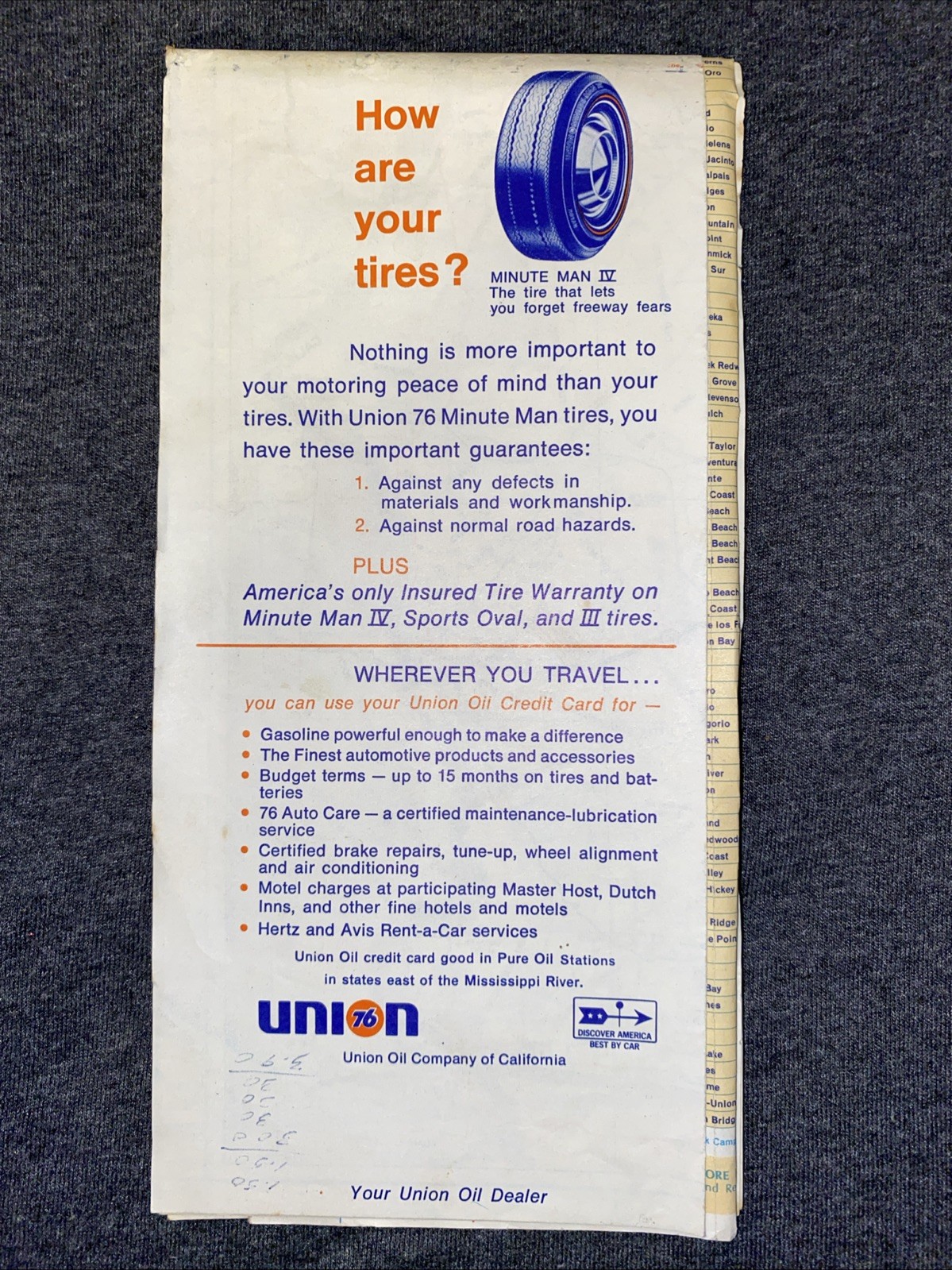 Vintage Union 76 - California Map, Travel, Road Trip Ephemera 1968