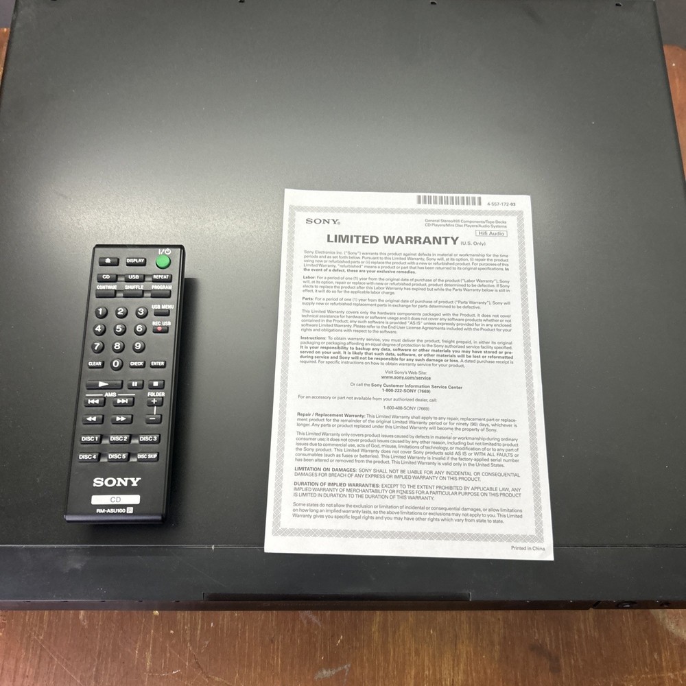 Sony CDP-CE500 5-Disc Compact Disc CD Player Changer W/ Remote