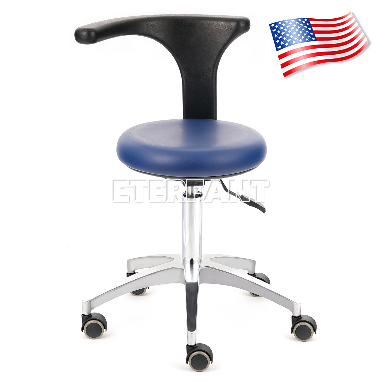 Dental Doctor Assistant Stool Mobile Chair Adjustable Height PU Leather ETERFANT